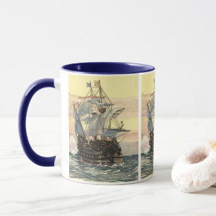 Oude Piratenschip, Galleon Zeilt op de Oceaan Mok