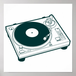 Oude Platenspeler voor schoolwas (Vinyl) Poster
