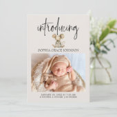 Oude Pluche Dieren Baby Aankondiging (Staand voorkant)