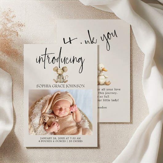 Oude Pluche Dieren Baby Aankondiging