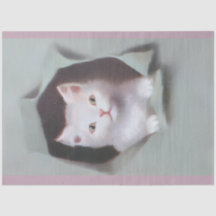 Oude poesjes die door cadeaupapier breken schattig