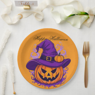 Oude Pompoen Halloween Feest Papieren Borden Bordje