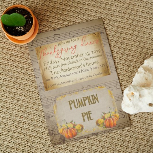  oude pompoen Pie Rustic Thanksgiving Kaart