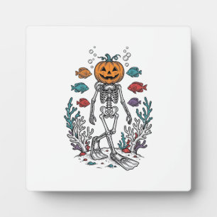 Oude Pompoen Skelet Duiker Halloween Vis Desi Fotoplaat