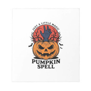 Oude Pompoen Spreuk Halloween Heks Hand Kunst_1 Notitieblok
