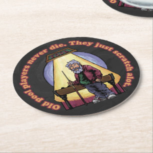 Oude poolspelers ronde kartonnen onderzetter