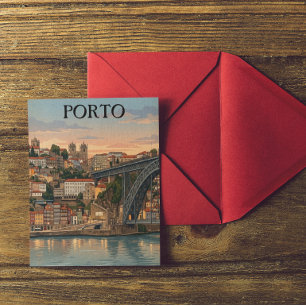 Oude Porto Portugal Stad Illustratie Reizen Briefkaart