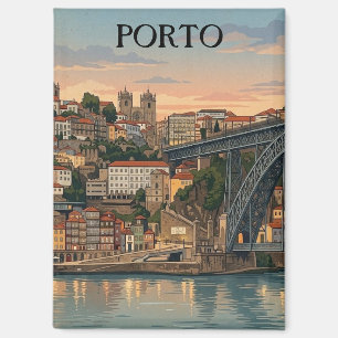 Oude Porto Portugal Stad Illustratie Toerisme Magneet
