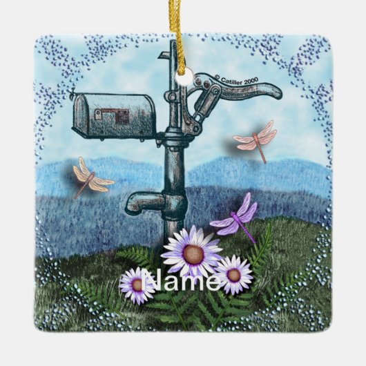 Oude postbus keramisch ornament (Voorkant)