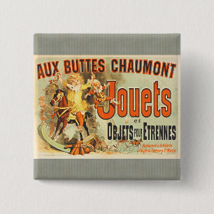 Oude Poster Franse Speelgoed Joets Vrienden Vierkante Button 5,1 Cm