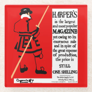 Oude Poster Harper's Magazine Beefeater Glazen Onderzetter