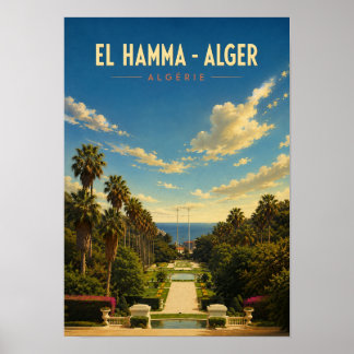 Oude Poster Jardin d'Essais El Hamma - Algiers