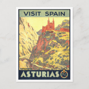 Oude poster van Asturië, Spanje, Reisposter Briefkaart