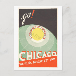 Oude poster van de Wereldtentoonstelling in Chicag Briefkaart