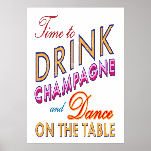 Oude poster voor het drinken van champagne (Voorkant)
