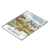 Oude poster voor reizen naar San Francisco Bay Fer Notitieboek (Linkerzijde)