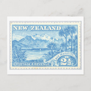 Oude postzegel van Lake Wakatipu Nieuw-Zeeland Briefkaart