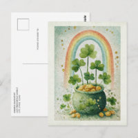 Oude pot met goud en regenboog
