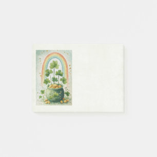 Oude pot met goud en regenboog post-it® notes