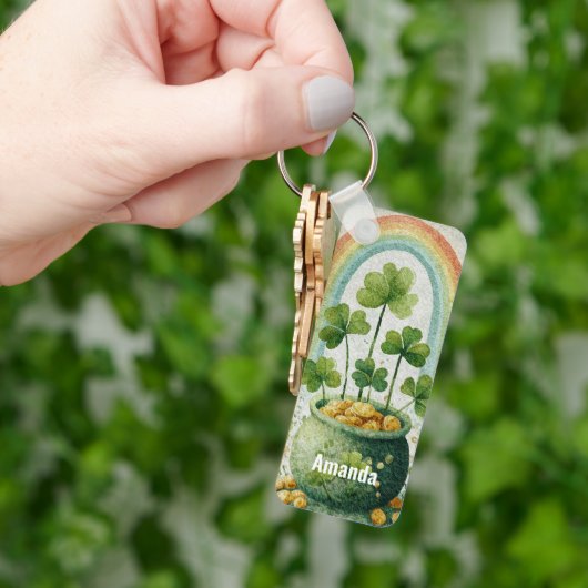 Oude Pot met Goud en Regenboog Sleutelhanger (Hand)