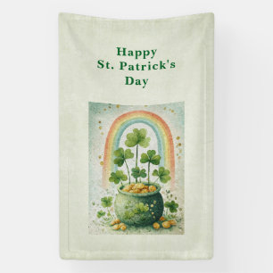 Oude pot met goud en regenboog St. Patrick's Day Spandoek