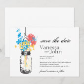 Oude pot & wilde bloemen save the date (Voorkant / Achterkant)