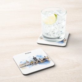 Oude Praag, Karelsbrug waterverf Bier Onderzetter