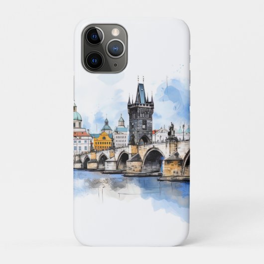 Oude Praag, Karelsbrug waterverf Case-Mate iPhone Case (Achterkant)
