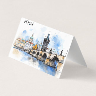 Oude Praag, Karelsbrug waterverf Kaart