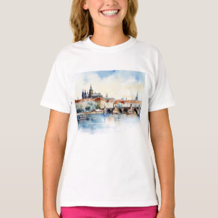 Oude Praag, Karelsbrug waterverf T-shirt