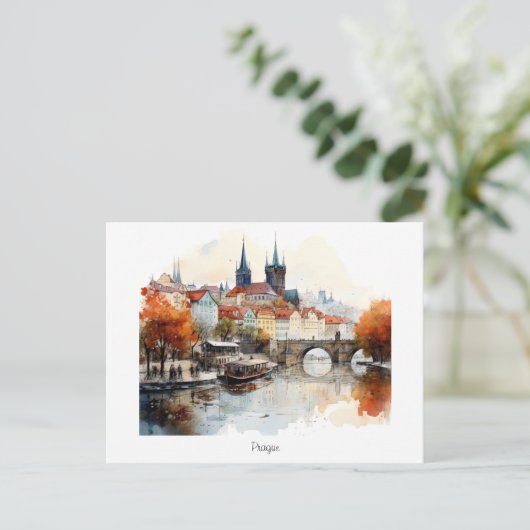 Oude Praagse Waterverf - Briefkaart (Staand voorkant)