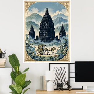 Oude Prambanan Hindoe Tempel Java Indonesië Poster