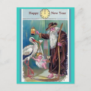 Oude priestertijd en Baby nieuwjaarskopie 1909 Briefkaart