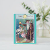 Oude priestertijd en Baby nieuwjaarskopie 1909 Briefkaart (Staand voorkant)