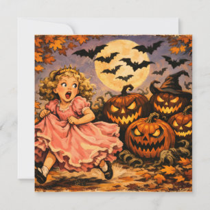 Oude prinses en Halloween Jack o Lantern Kaart