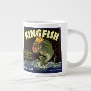 Oude product bliklabel kunst, Kingfish asperges Grote Koffiekop