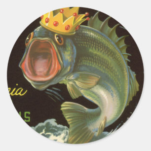 Oude Product Bliklabel Kunst, Kingfish Asperges Ronde Sticker