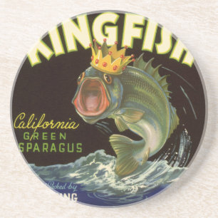 Oude Product Kan Etiket Kunst, Kingfish Asperges Zandsteen Onderzetter