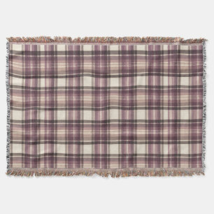 Oude Pruim Paars & Crème Schotse Ruit Tartan Deken