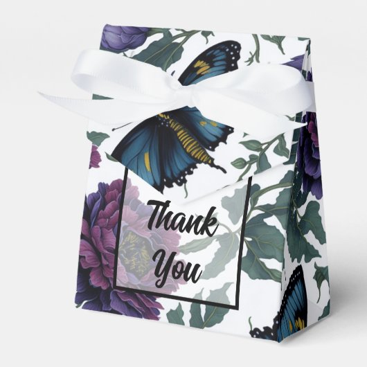 Oude pruim paars magenta bloem vlinders bedankdoosjes (Voorkant Zijde)