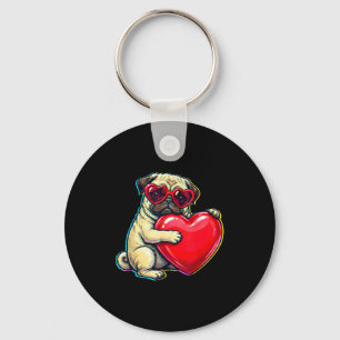 Oude pug grappige jeugd leven vader moeder retro h sleutelhanger