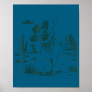 Oude pug ufo western grappige hond poster