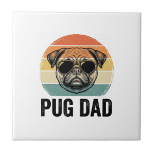 Oude Pug Vader Gravure Hond Liefhebber Ontwerp_1 Tegeltje