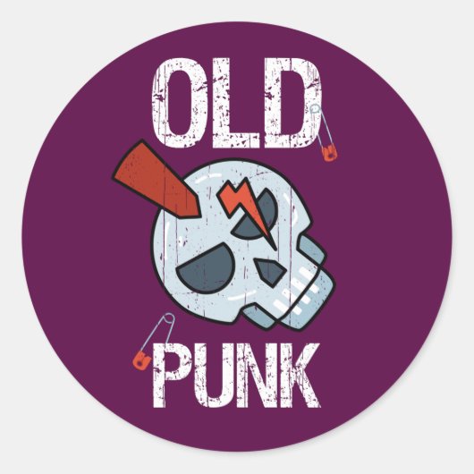 Oude Punk schedel Ronde Sticker (Voorkant)