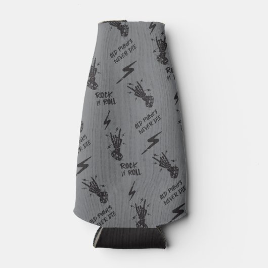 Oude punks sterven nooit skeleton rock op gothic flesjeskoeler (Voorkant)