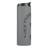 Oude punks sterven nooit skeleton rock op gothic thermosbeker (Gedraaid links)