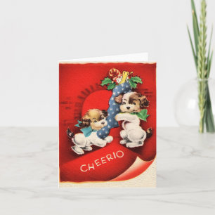 Oude Puppy's Cheerio Kerstmis Kaart