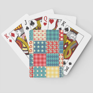 Oude quilt: patchwork achtergrondpatroon. pokerkaarten