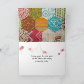 Oude Quilt Pattern met Stitched Lijst Birthday Kaart (Binnen)