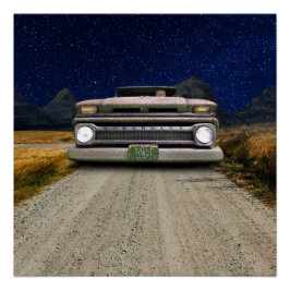 Oude  Rat Rod Pickup Truck Zombie Driver Perfect Poster
